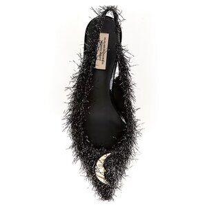 NEW Antonio Melani x Elizabeth Damrich Moon Boucle Frayed Detail Slingback Pumps